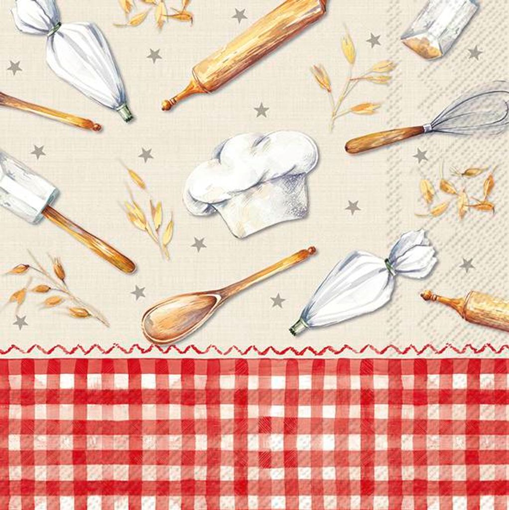 BAKING UTENSILS Cream Red Lunch-Servietten L101276