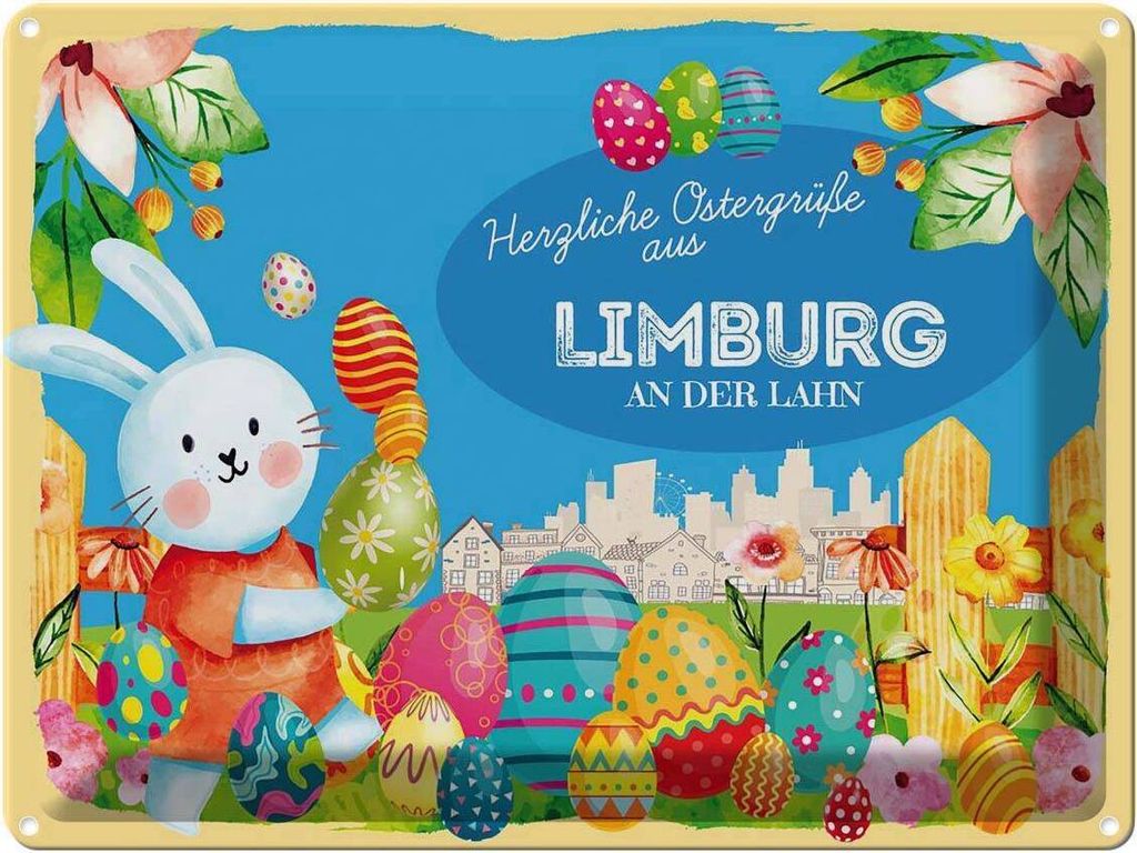 vianmo Blechschild 30x40 cm Ostern Ostergrüße Gruß LIMBURG AN DER LAHN Abenteuer Reisen Urlaub