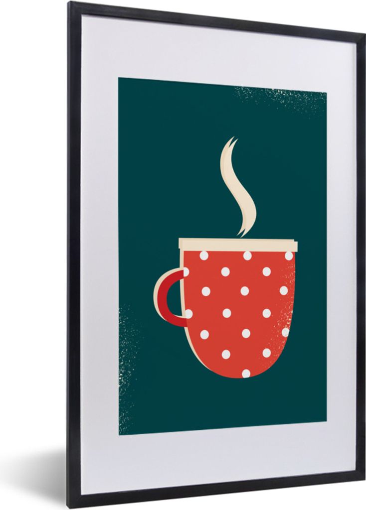 MuchoWow MuchoWow Gerahmtes Poster Becher - Weihnachten - Winter - Flecken 40x60 cm - Poster mit zchwarzem Bilderrahmen - Poster in Rahmen