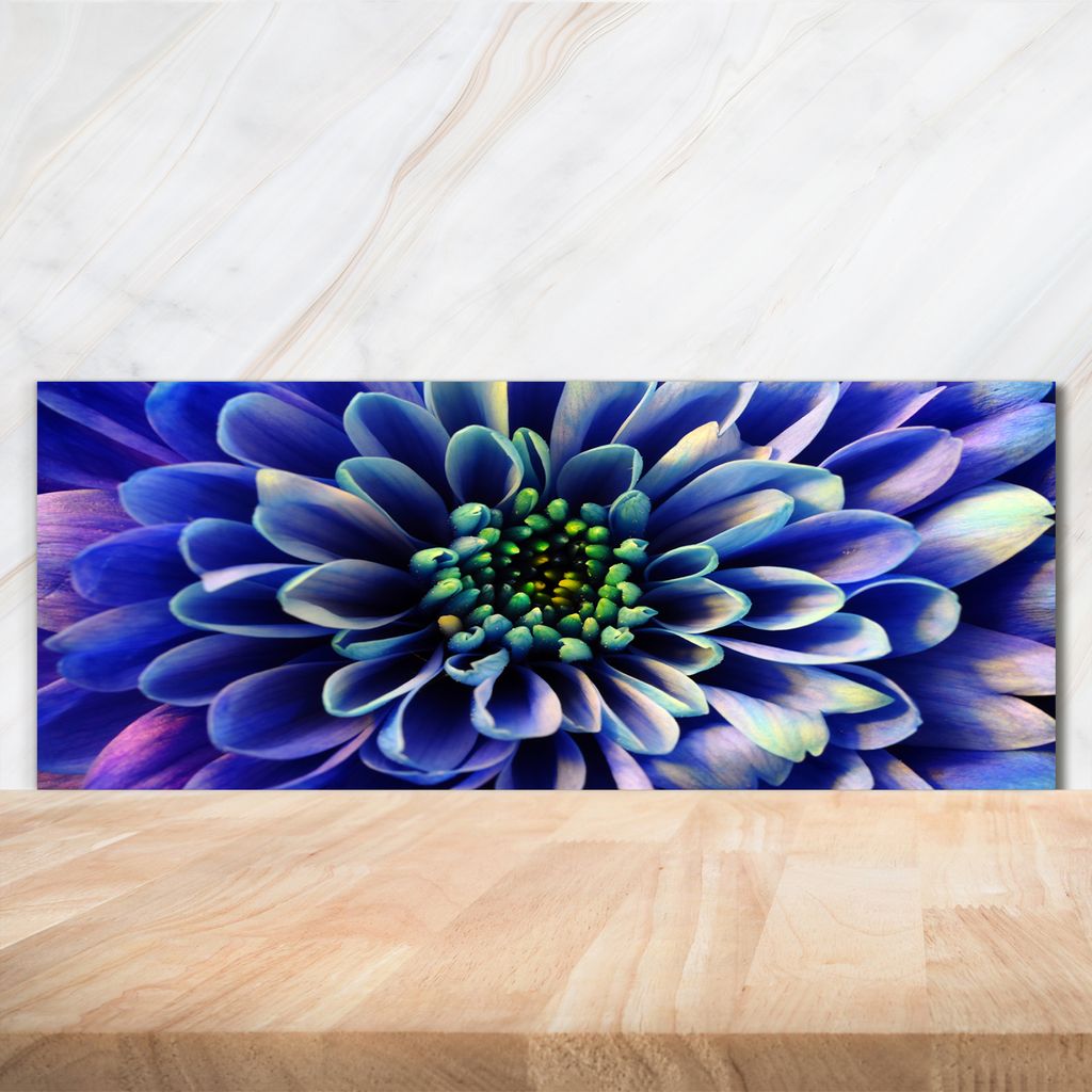 Tulup Küchenrückwand Spritzschutz aus Glas -125x50 -Spritzschutz auf gehärtetes Glas Deko Blumen & Pflanzen Aster