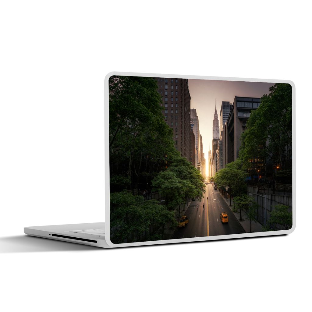 MuchoWow Laptop Aufkleber Sticker Cover New Yorker Straße am Morgen 36.5x27.5 cm - Laptop-Sticker