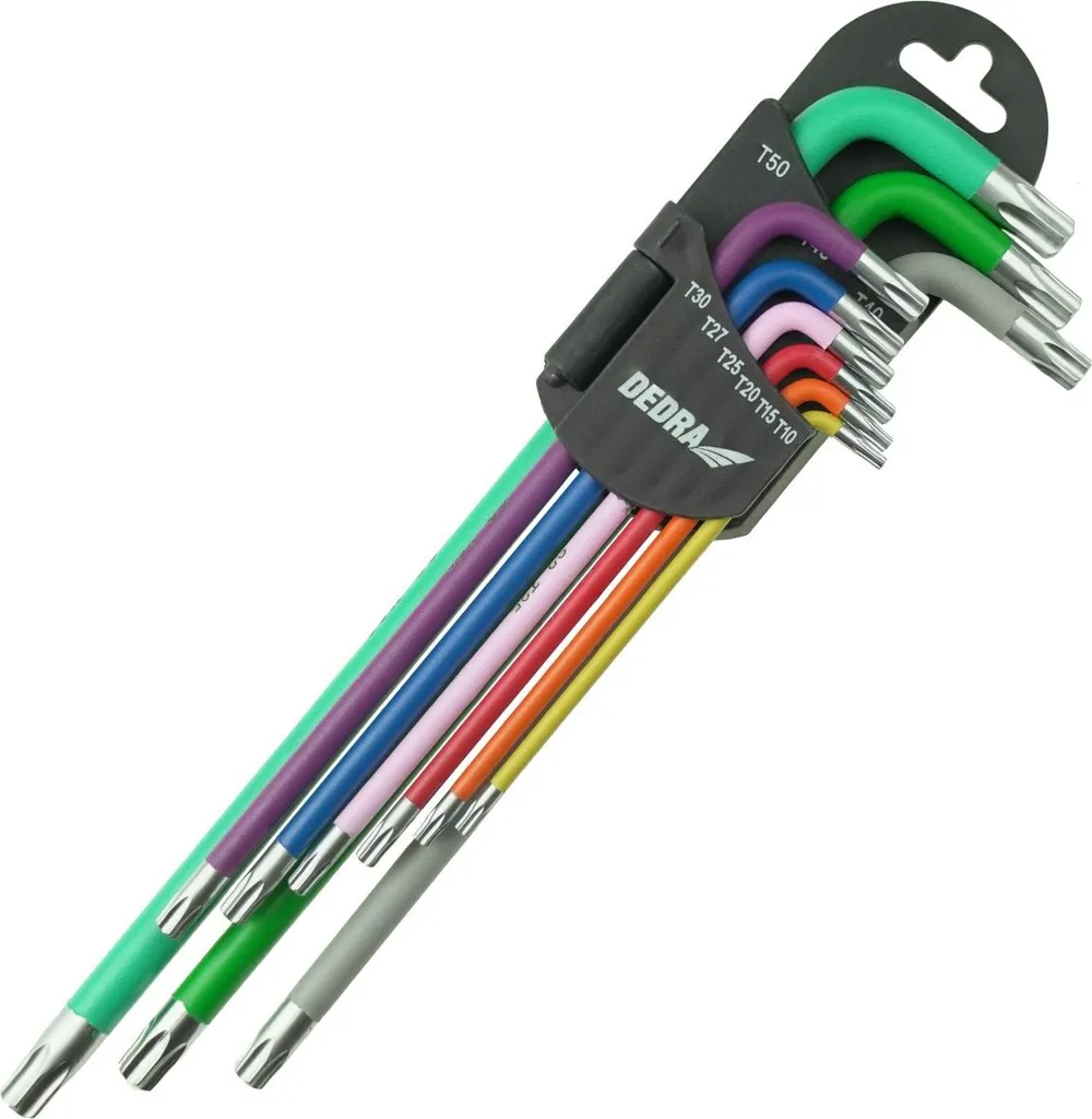 Set 9 Chiavi Torx Professionali S2 T10-T50 Extra Lunghe per Officina