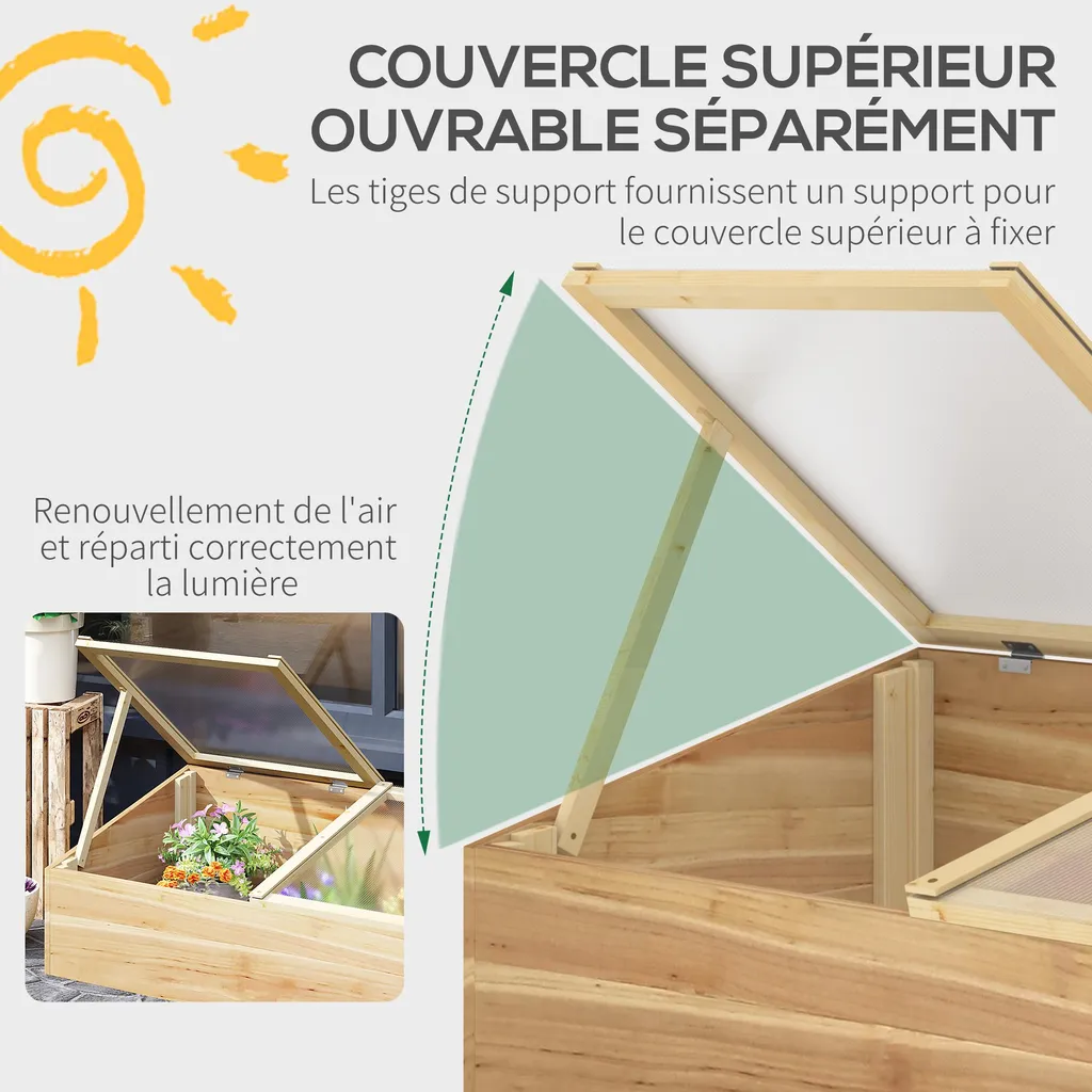 Mini-serre avec toit ouvrant bilatéral en polycarbonate robuste - 7