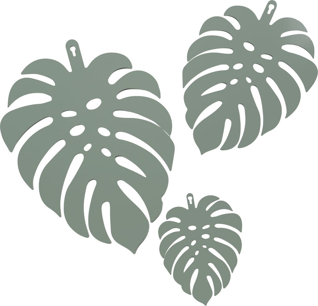 UNUS® Wandaufhänger Monstera Blätter, 3er Set Metall, Produktbild 