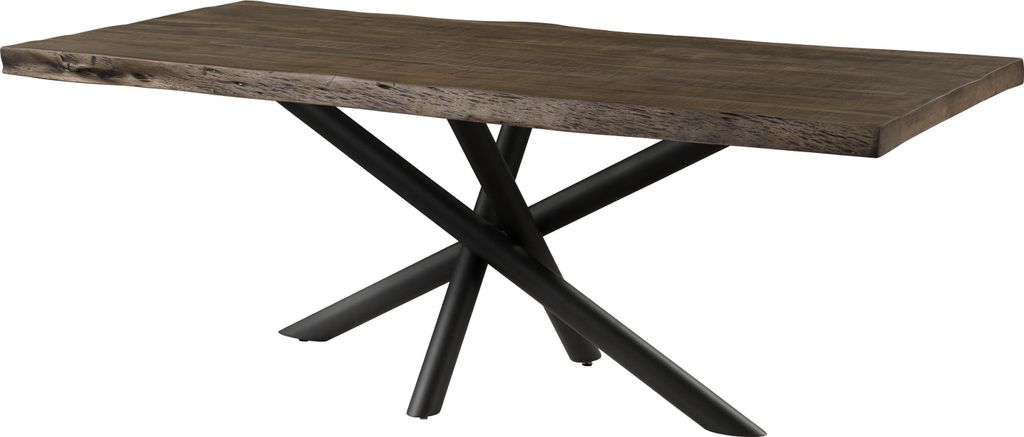 MASSIVMOEBEL24 Baumtisch Mango 220x100x76 grau lackiert / Mikado-Beine anthrazit matt FREEFORM 5