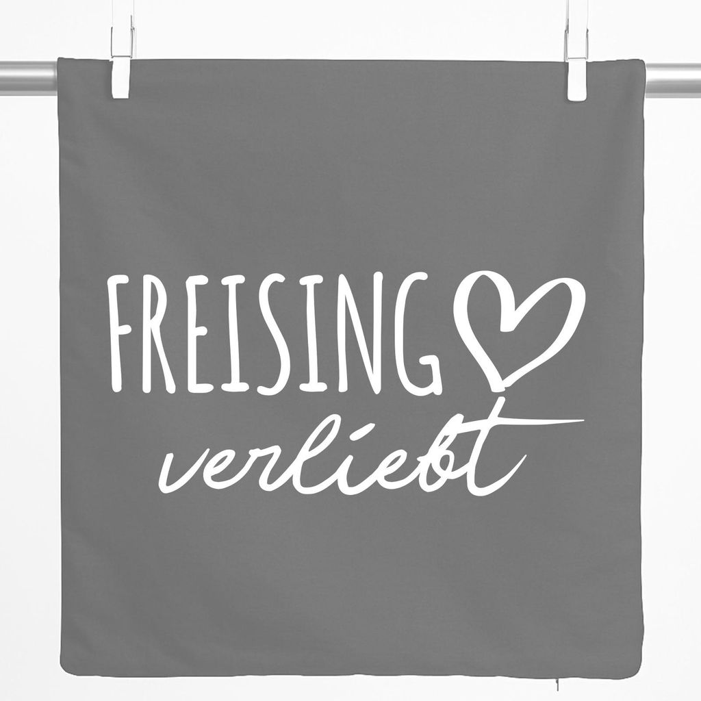 Huuraa Kissenbezug Freising verliebt 40x40cm Steel Grey Baumwolle Dekokissenbezug Geschenkidee