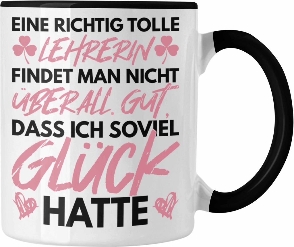 Trendation - Lehrerin Abschiedsgeschenk Tasse Geschenk zum Abschied Klassenlehrerin Beste Lehrerin Geschenkidee Danke (Schwarz)