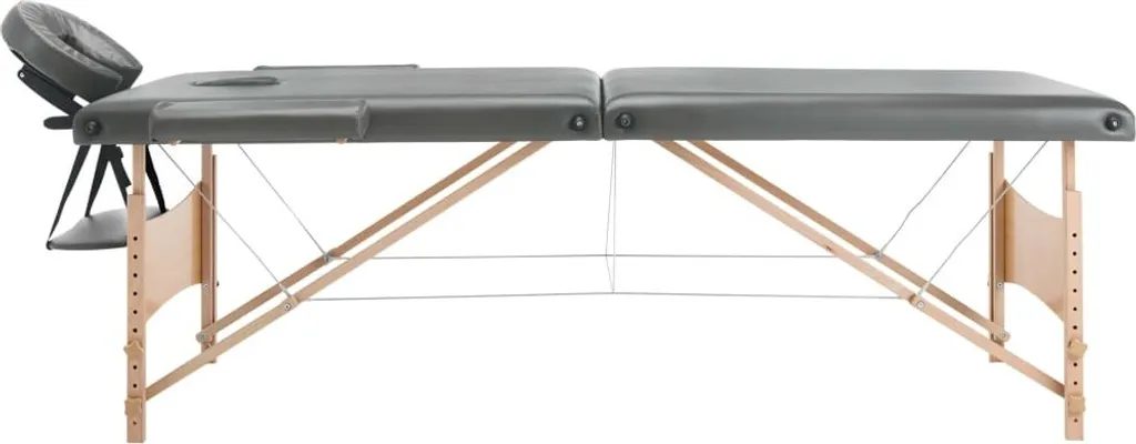 Table de massage bois robuste anthracite 2 zones pliable 186x68 cm - 7