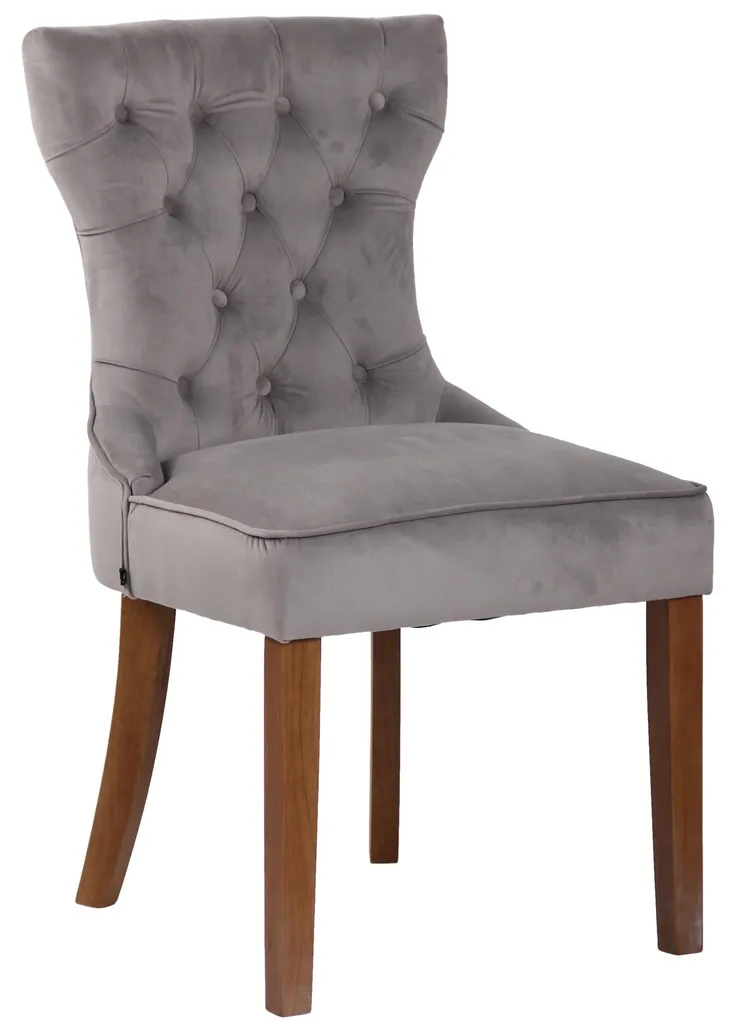 Chaise Franca Velours Gris Clair - Finis les Mal de Dos au Dîner