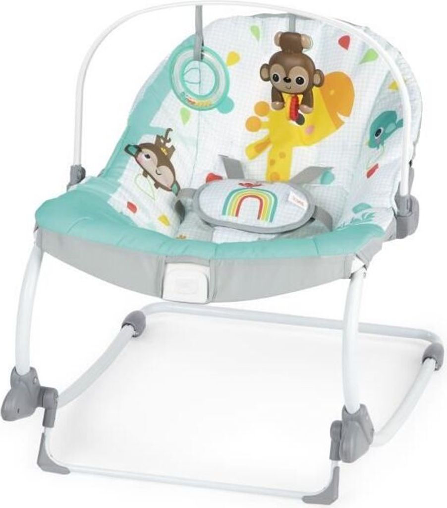 Babywippe, Bright Starts Transat Arc-en Ciel, Blau, Beruhigende Vibrationen, 2 Liegepositionen, 0M+ bis 18 kg