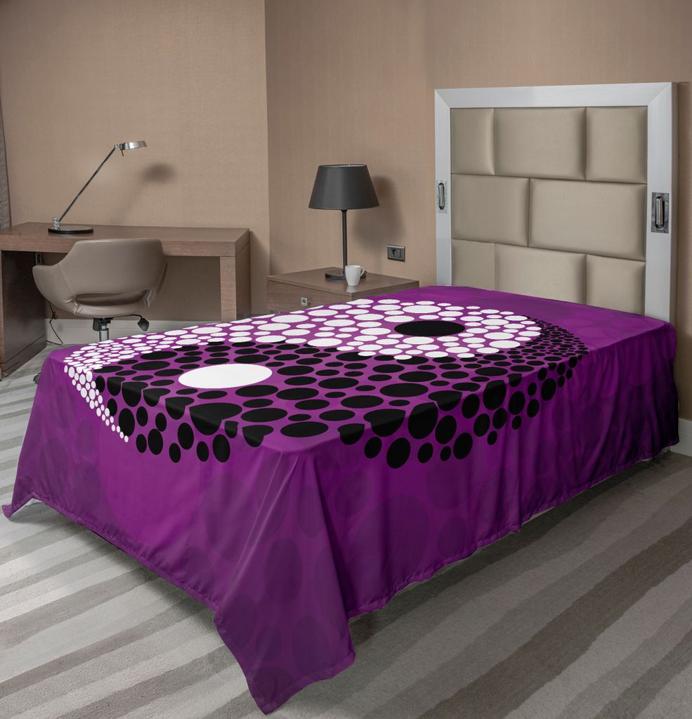 ABAKUHAUS Ying Yang Bettlaken, Abstraktes Design Asiatische Harmonie Balancen Zeichen Glaube Ostthema, weiches bequemes oberes Bettlaken für ein d...