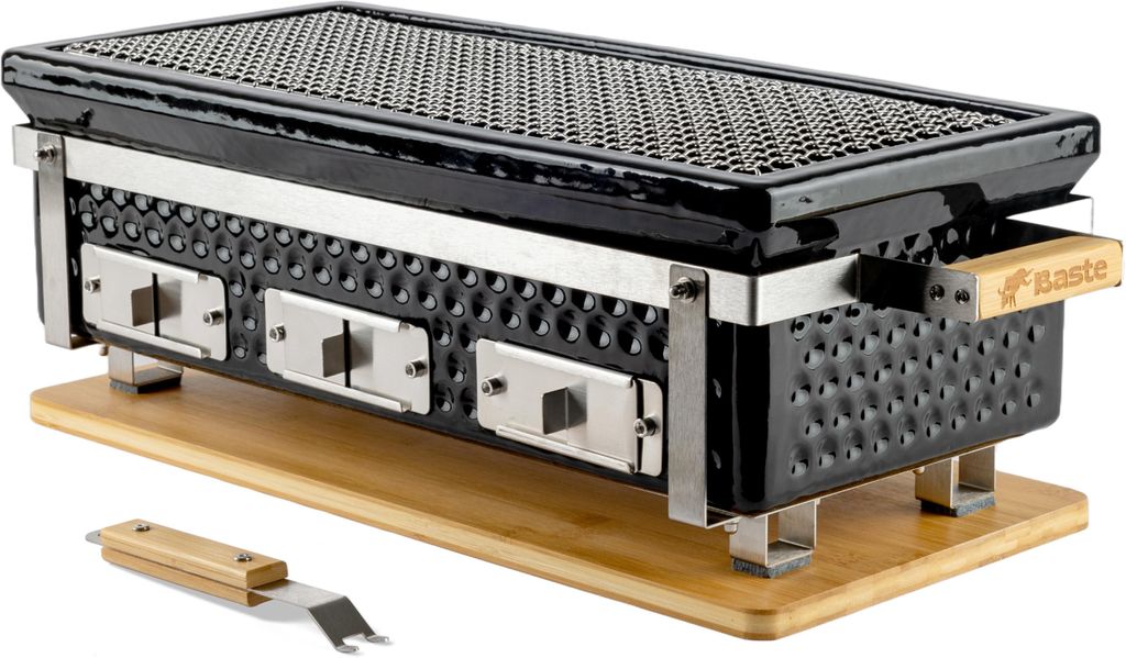 BASTE Shichirin Tischgrill Keramik Groß Holzkohle 54x36 cm