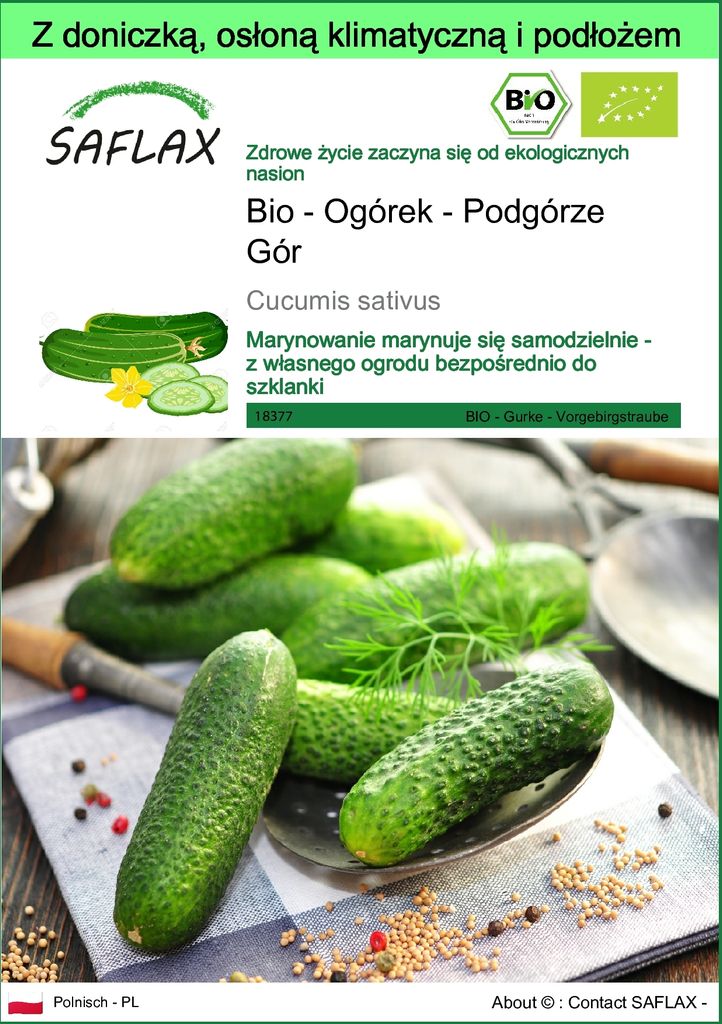 SAFLAX - Garden to go - Bio - Ogórek - Podgórze Gór - 15 Zdjęcie produktu 