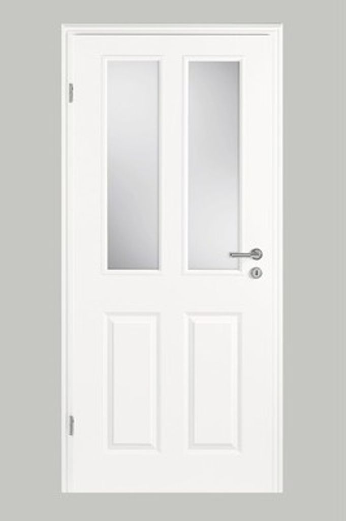 Pertura Zimmertür Pila 04 weiß lackiert (ähnlich RAL 9010) 73,5x198,5 cm Links mit Lichtausschnitt GD (ohne Glas)