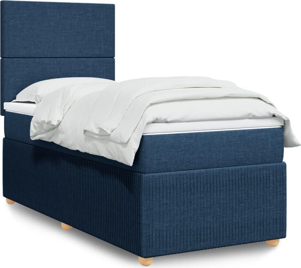 (NEU 2026) Boxspringbett mit Matratze, Doppelbett moderne, Blau 80x200 cm - Stoff - Klassische Betten - 63.92 kg