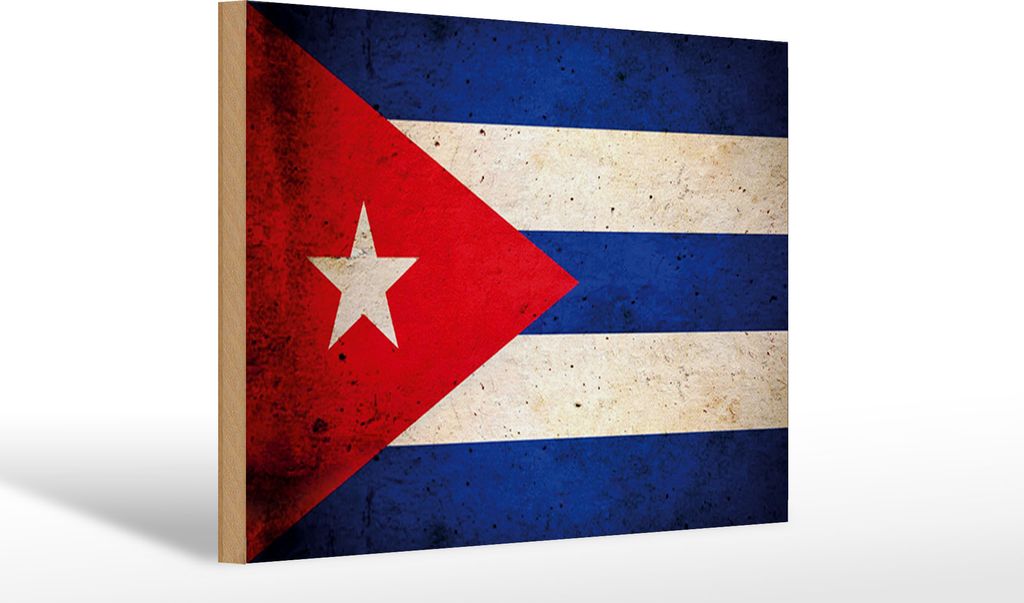 Holzschild Flagge Kuba Cuba, 30x20 cm, Holzschilder Fahne Nationalität