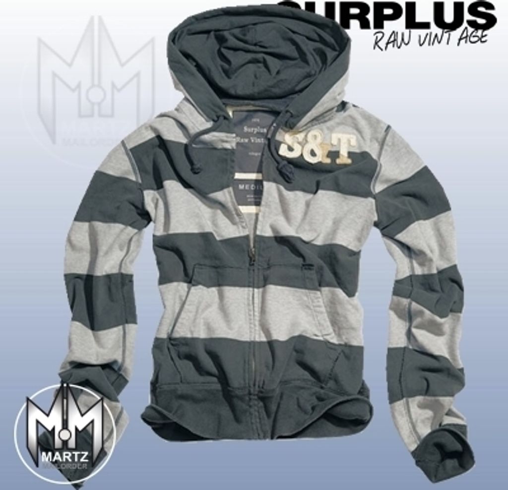 Surplus - Stripe Hoodie Zipper Hellgrrau / Dunkelgrau Größe Produktbild 