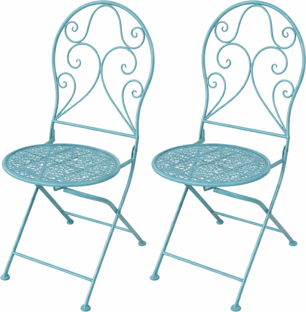 Gartenstuhl 2er Set Serie Lani Blau 40x40x93 cm Sitzhöhe 45 Produktbild 