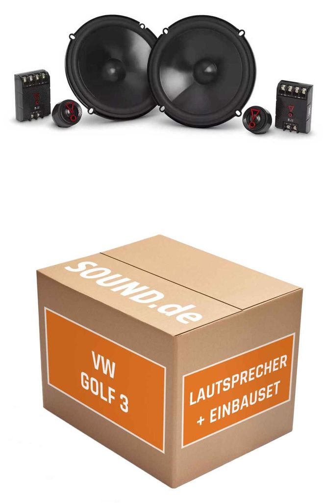 Lautsprecher Boxen Einbaupaket Armaturenbrett JBL Stage3 607CF passend für VW Golf 3 Kompakt + 2/3 türig | 2x Tief-Mitteltöner 2x Hochtöner