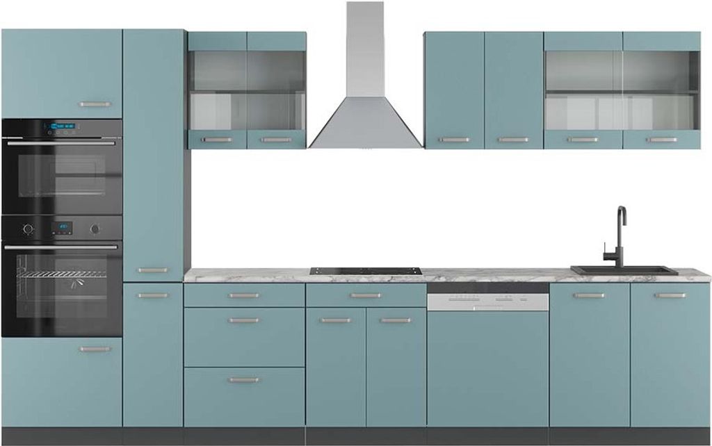 Küchenzeile Vicco R-Line Blau-Grau/Anthrazit 350 cm mit Produktbild 