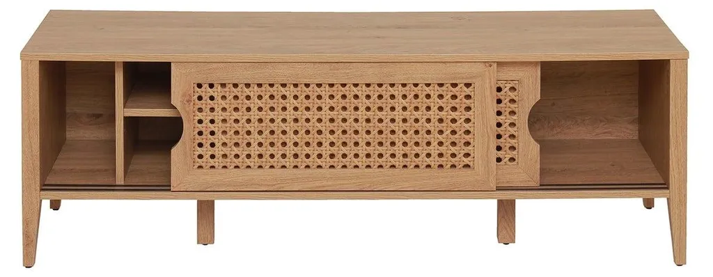 Meuble TV avec passe-câbles et portes coulissantes anti-poussière