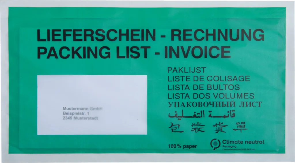 Pochette porte-facture autocollante DL 240x135mm anti-arrachement - 250 pcs