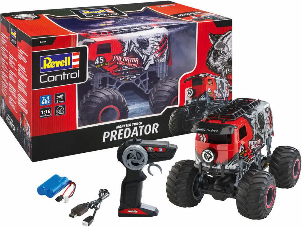 RC Monster Truck PREDATOR - Véhicule Télécommandé Tout-Terrain 1/12