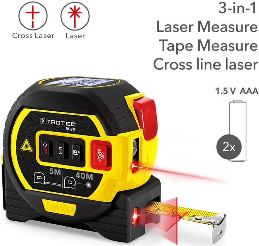 TROTEC Laser-Distanzmessgerät BD8M | 0,05 m bis 40 m Produktbild 3