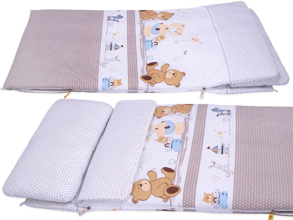 Babyschlafsack BOBO 120x60 cm Winter/Sommer mit Temperaturregulierung, Baumwolle - fröhliche Teddybären