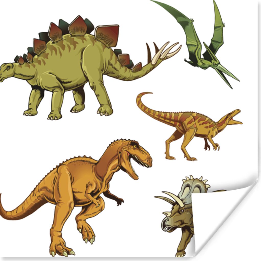 MuchoWow Poster Dinosaurier - Zeichnung - Jungen - Kinder 50x50 cm - Wohnzimmerdekoration