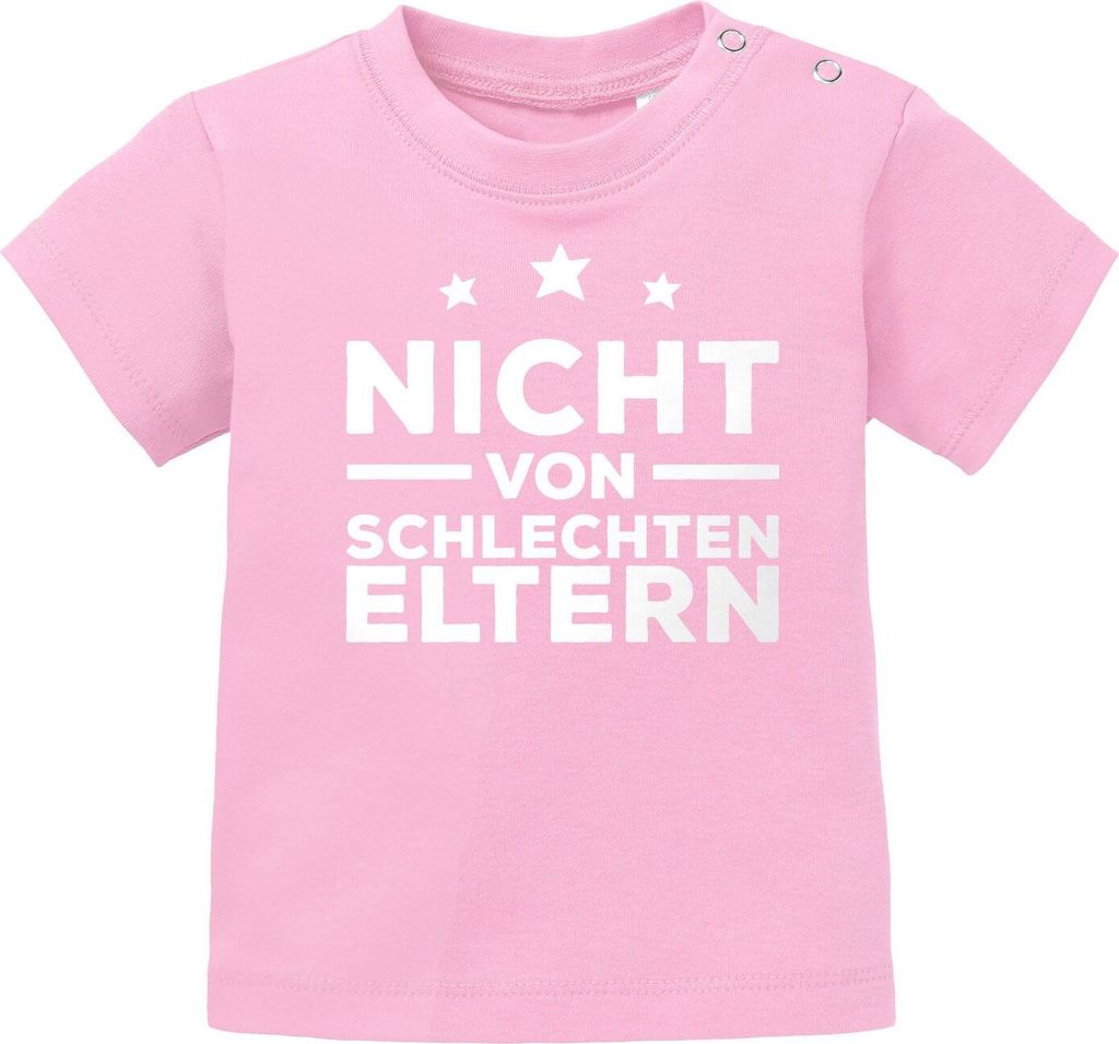 Baby Kurzarm T-Shirt Nicht von schlechten Eltern Babyshirt Jungen Mädchen Shirt Moonworks rosa 92/98 (16-24-Monate)