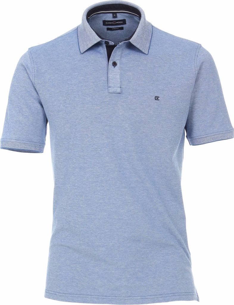 CASAMODA Herren Poloshirt Kurzarm Regular Stretch Piqué Hellblau L
