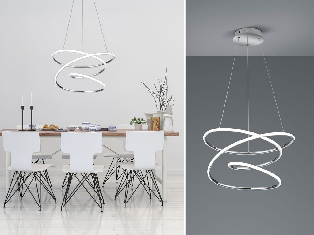 Lampada a sospensione a LED BOLOGNA argento-bianca 36 W, Immagine del prodotto 