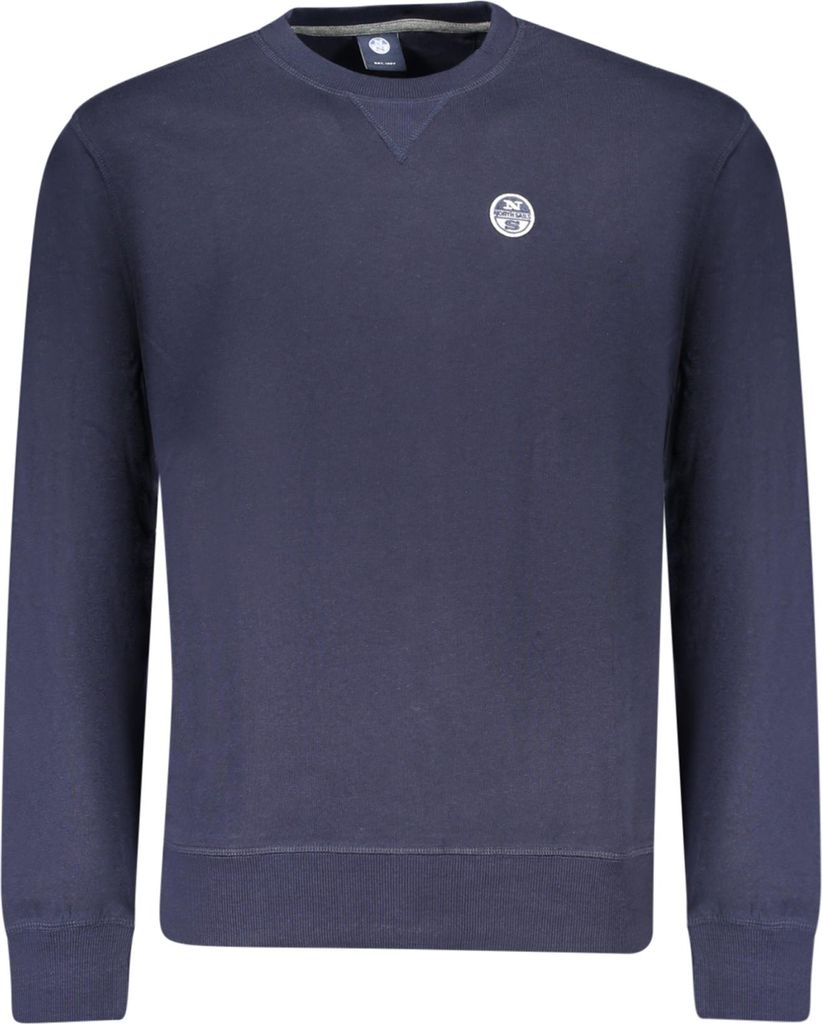 Herren-Sweatshirt Blau – Langarm, Rundhals, Aufgeraut, Mit Applikation