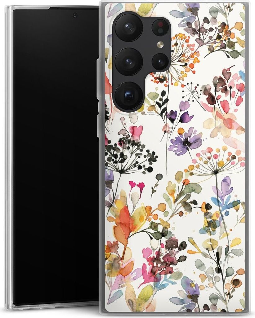 DeinDesign Slim Hülle für Samsung Galaxy S23 Ultra Silikon Case Ultra Dünn Handyhülle Blume Muster Pastell