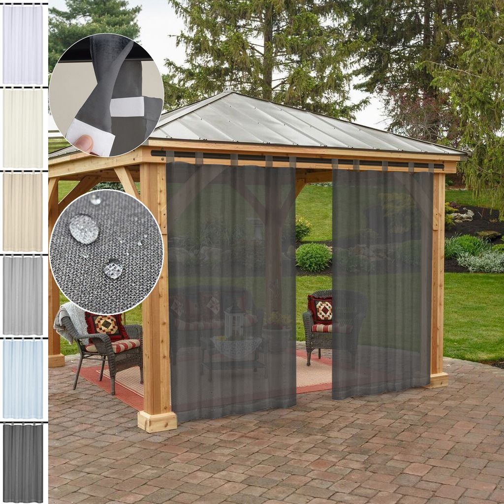 2er Set Outdoor Gardine Wasserdicht Halbtransparent, Balkon Produktbild