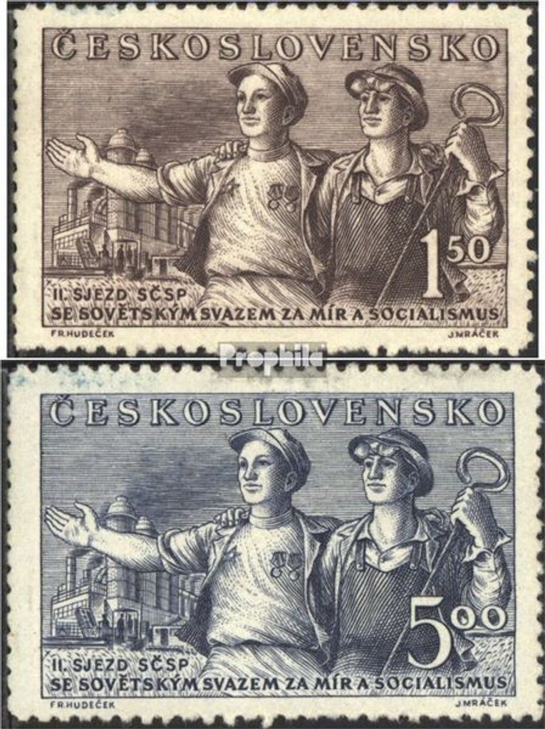 Briefmarken Tschechoslowakei 1950 Mi 641-642 (kompl.Ausg.) postfrisch Friedenskämpfer