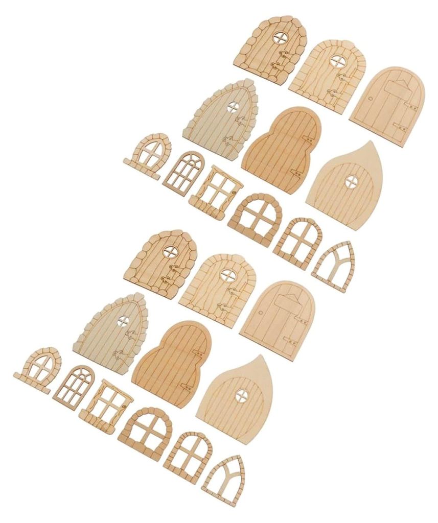 60 Stück Miniatur Holztüren Unbemalt für Feengärten und Puppenhäuser