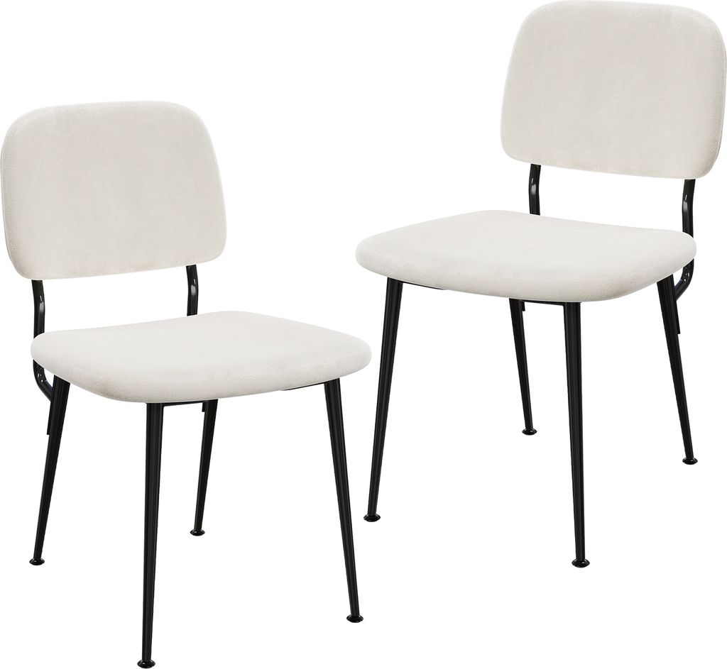 Esszimmerstühle 2er Sets Küchenstühle Polsterstuhl mit Rücklehne Beige