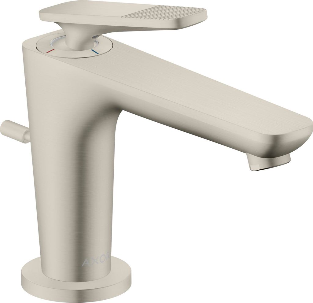 hansgrohe AXOR Citterio C Einhebel-Waschtischmischer 90, mit CoolStart für Handwaschbecken und Zugstangen-Ablaufgarnitur, Cubic cut, 49011800