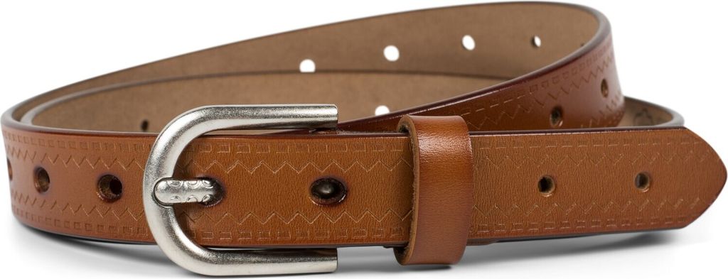 styleBREAKER Damen Leder Gürtel Unifarben mit Azteken Zacken Prägung und geprägtem Dorn, kürzbar 03010110