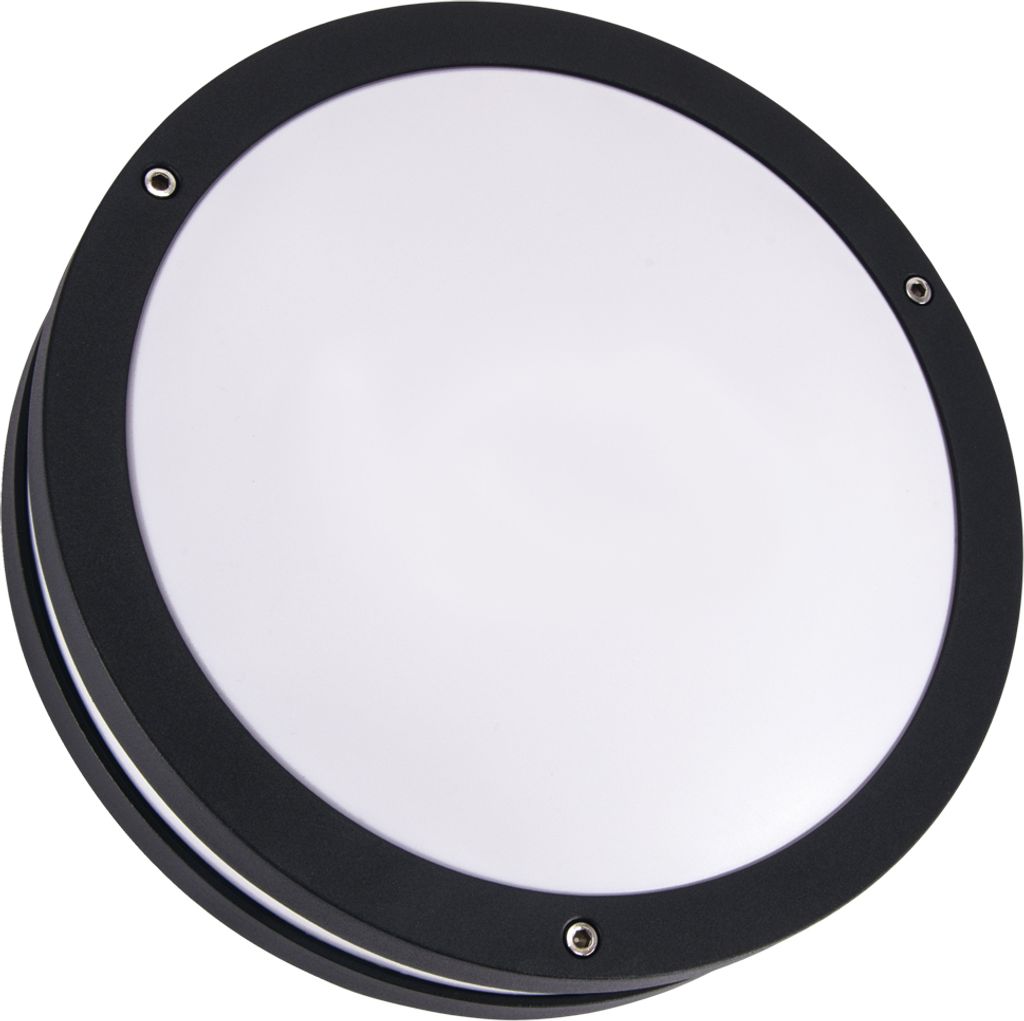 LED Wandlampe außen Aluminium IP54 neutralweißes Licht 4100 K 780 lm Ø 26 cm rund Schwarz Weiß Kellerlampe