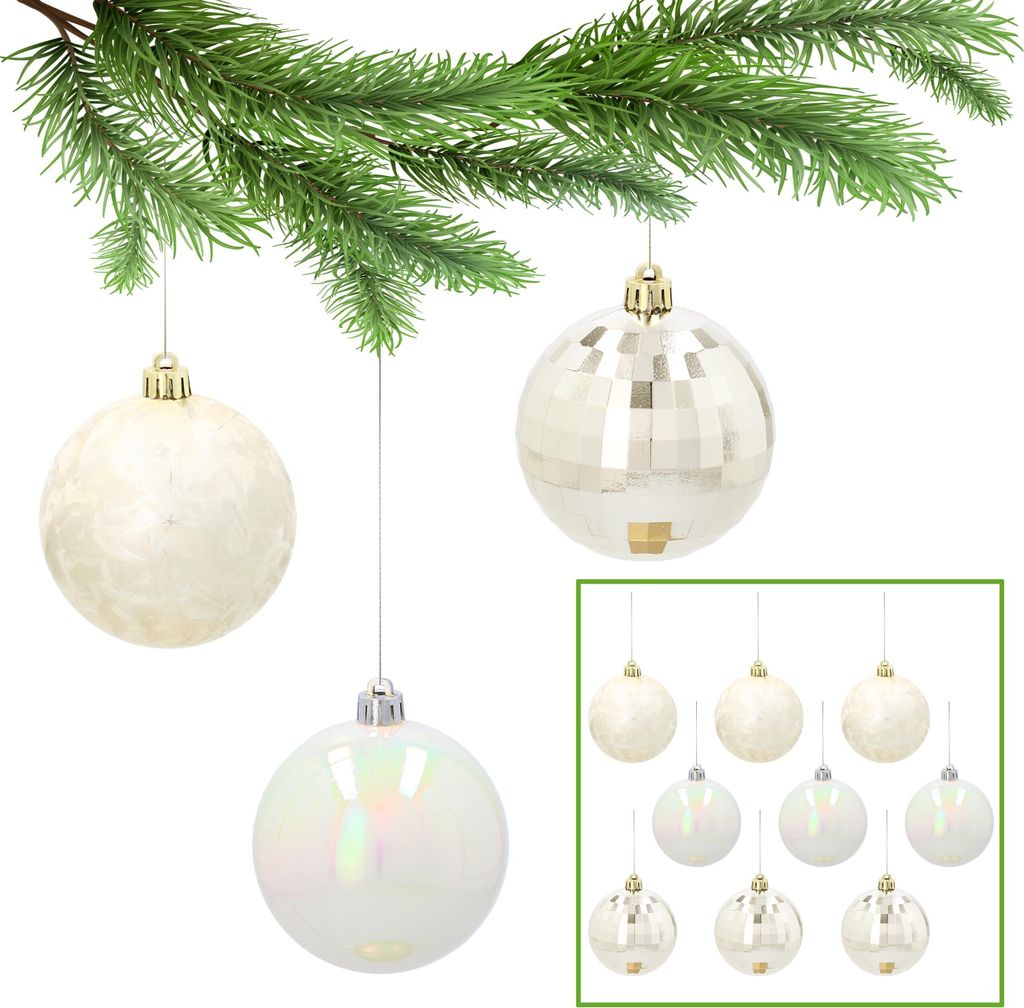 Goldene Christbaumkugeln, Kugelset aus Kunststoff, Christbaumschmuck 8cm, 9 Stück