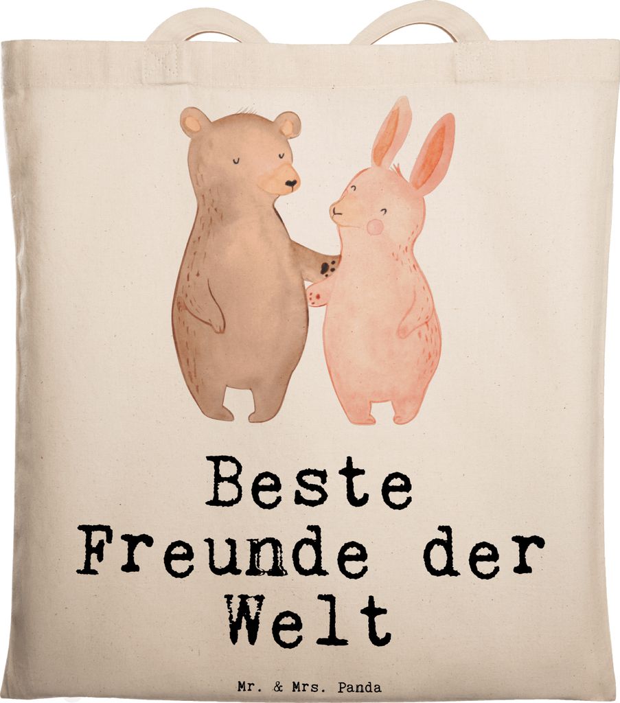 Mr. & Mrs. Panda Tote Bag Hase Beste Freunde der Welt - Transparent - Geschenk, Best Friends, Geschenkidee, Shopping Tasche, Jutebeutel, Freundin, ...