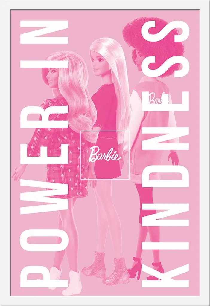 Poster Barbie con Cornice Shinsuke MDF Bianco e Vetro Acrilico 61x91,5