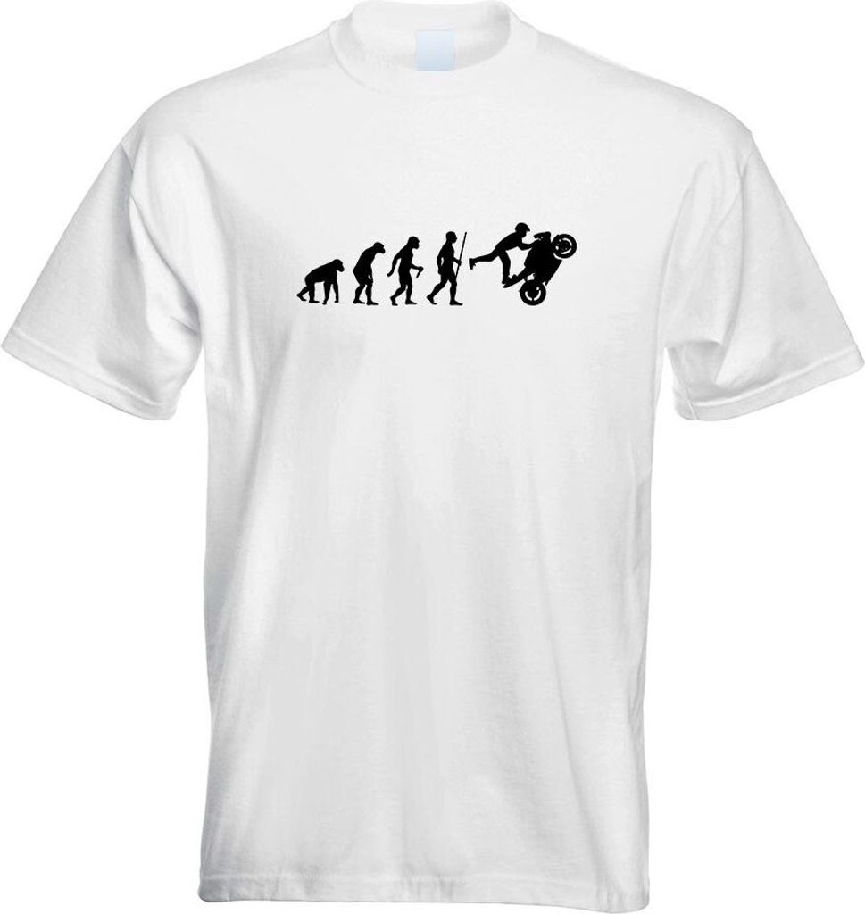 Kiwistar - T-Shirt - Weiss - Rennmotorrad Evolution Motiv Bedruckt Funshirt Design Print - mit Motiv Bedruckt - Funshirt Design - Sport - Freizeit ...