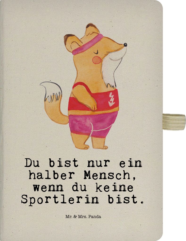 Mr. & Mrs. Panda Notizbuch A5 Sportlerin Herz - Transparent - Geschenk, Skizzenbuch, Reisetagebuch, Kladde, Adressbuch, Journal