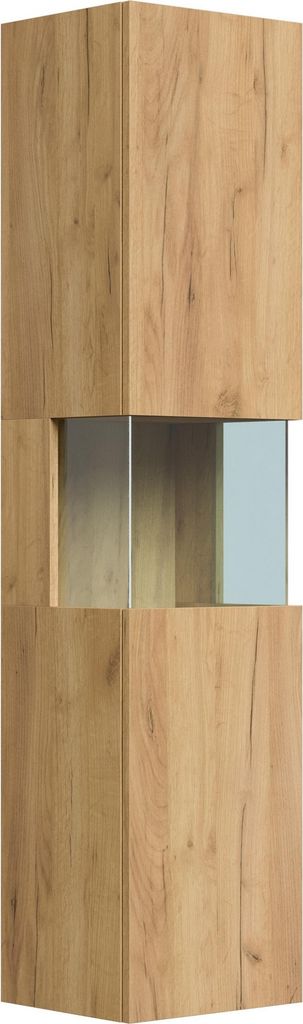 Badezimmer Hochschrank "Limes 150cm" Glaselement Eiche Gold Produktbild 