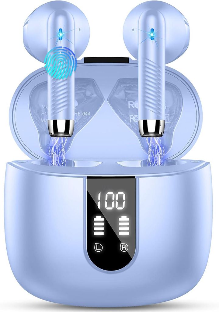 Bluetooth Kopfhörer In-Ear mit 4 Mikrofonen, ENC Noise Cancelling, 48h Akku, IP7 Wasserdicht, LED Display, Wireless Earbuds mit USB-C Schnellladung