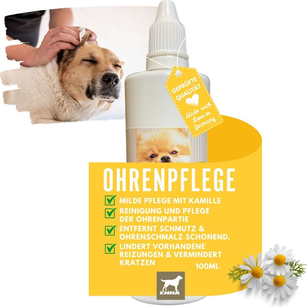 Ohrenreiniger für Hunde I 100ml I Ohr Reinigung mit Kamille